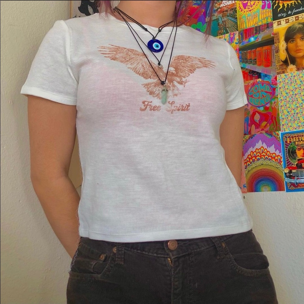 Super cute white graphic crop top
